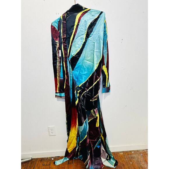 CHRISTOPHER JOHN ROGERS Women's Multicolor Printed Satin Maxi Dress Size 4 - Picture 6 of 16